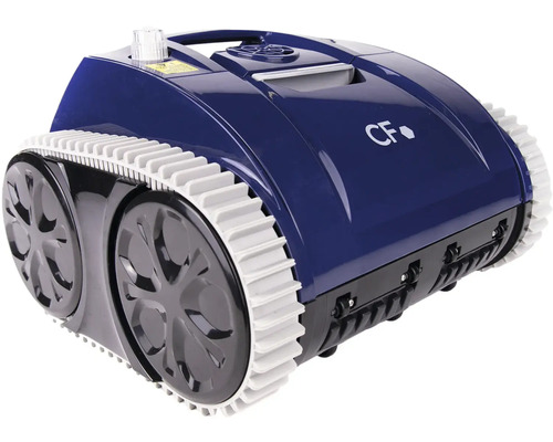 Modrý robotický čistič bazénov s pásovým pohonom