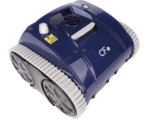 Modrý robotický čistič bazéna s pásovým pohonom