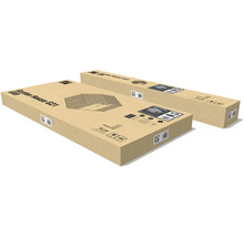 Dve kartónové krabice so záhradným domčekom G21, označené ako časť jedna z dvoch a časť dve z dvoch.