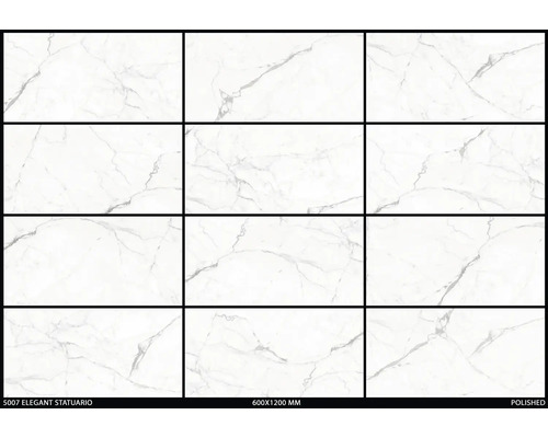 Leštené dlaždice s mramorovým vzhľadom, formát 600x1200 mm