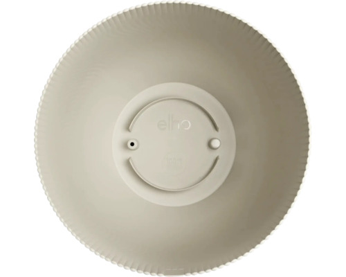 Plastový kvetináč elho, pohľad na vnútornú časť zhora s vrúbkovaným okrajom a drenážnym otvorom.