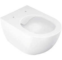 Závesná toaleta z bielej sanitárnej keramiky, bez splachovacieho okruhu, bez toaletného sedadla.