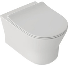 Závesné WC z bielej keramiky vrátane WC sedadla.