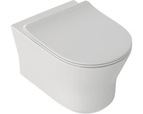 Závesné WC z bielej keramiky vrátane WC sedadla.