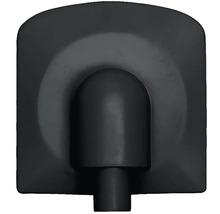 Čierne matné nástenné kolienko pre sprchovú hadicu so štvorcovou krytkou so zaoblenou hornou hranou.