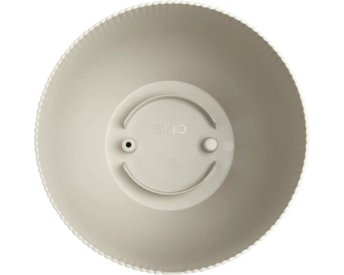 Plastový kvetináč elho v béžovej farbe, pohľad zhora s vrúbkovaným okrajom.