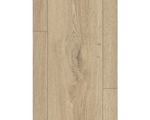 Laminátová podlaha s dekorom duba so štruktúrou selského vzoru, viditeľnou kresbou dreva a V-drážkou.
