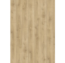 Laminátová podlaha v dekore duba s autentickou štruktúrou dreva a viditeľnými hrčami.