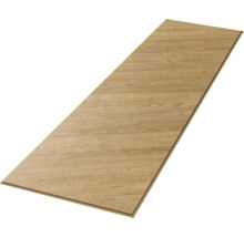 Jednotlivá laminátová lamela s dekórom duba a štruktúrovanou kresbou dreva.