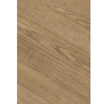 Detailný pohľad na podlahovú krytinu v dekore duba s výraznou kresbou dreva.