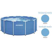 Kruhový bazén s konštrukciou Marimex s modrým vnútorným a vonkajším motívom.