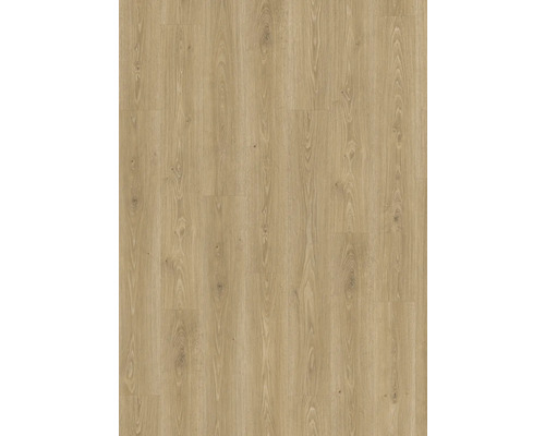 Svetlohnedá podlahová krytina vo vzhľade dreva duba s prírodnou kresbou a viditeľnými hrčami.