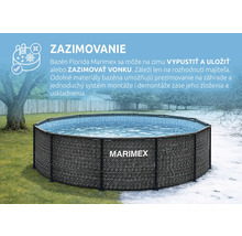 Nadzemný bazén Marimex Florida s ratanovým vzorom, zobrazenie zazimovania na záhrade na tráve a na snehu.