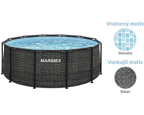 Bazén Marimex s konštrukciou okrúhly, vonkajší ratanový motív a vnútorný mozaikový vzor.