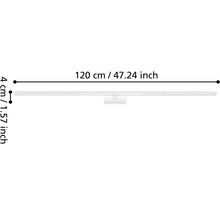 Kúpeľňové LED svietidlo s dĺžkou 120 centimetrov a výškou 4 centimetre.