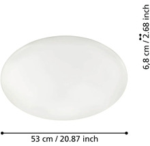 Okrúhle biele stropné svietidlo s rozmermi 53 centimetrov priemer a 6,8 centimetra výška.