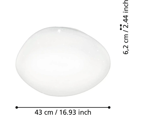 Okrúhle stropné svietidlo s efektom hviezdnej oblohy, priemer 43 centimetrov, výška 6,2 centimetrov.