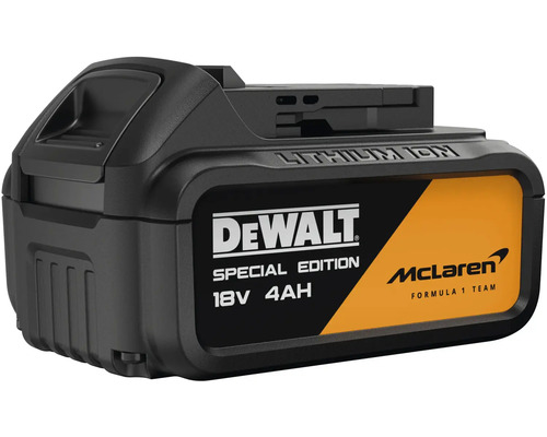 Lítium-iónový akumulátor DeWALT 18 Voltov 4 Ampérhodiny, špeciálna edícia McLaren Formula 1 Team.