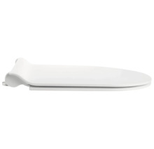 Ploché toaletné sedadlo s vekom v bielej farbe z plastu, bočný pohľad.