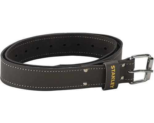 Kožený opasok Stanley s kovovou prackou a zosilneným prešívaním.