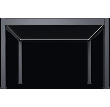 Hliníková pergola v antracitovej farbe s lamelovou strechou a integrovaným LED osvetlením