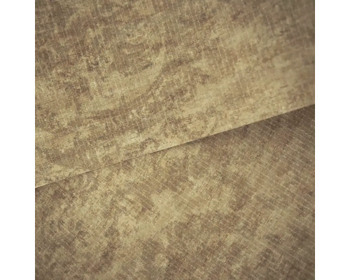 Hnedá tapeta s vintage vzorom a jemnou ľanovou štruktúrou.