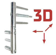 Zavrtávací záves z kovu, 3D nastaviteľný pre dvere.
