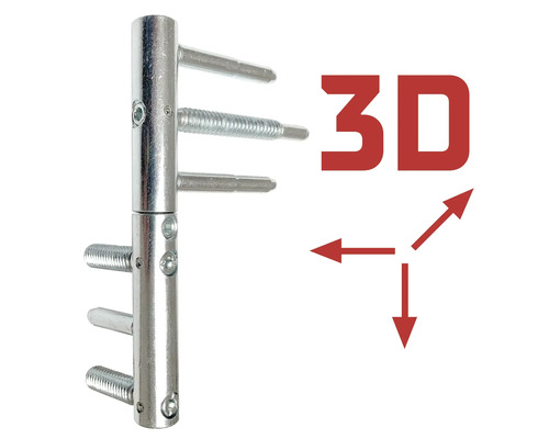 Zavrtávací záves z kovu, 3D nastaviteľný pre dvere.