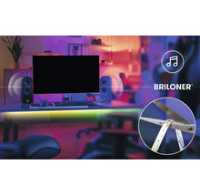 Briloner Logo, herná zostava s LED pásikom, synchronicácia s hudbou a zobrazenie skrátiteľného LED pásika.