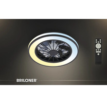 Stropný ventilátor Briloner s LED svetelným krúžkom a diaľkovým ovládaním, stmievateľný, nastaviteľná teplota farieb.
