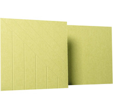Akustický panel so zvislými a diagonálnymi drážkami, štruktúrovaný povrch.