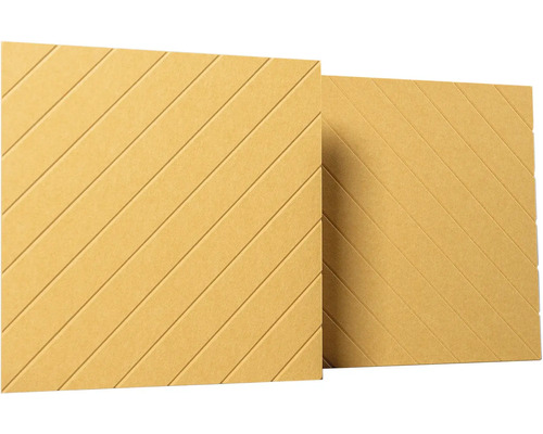 Akustický panel s diagonálnym vzorom drážok, žltý