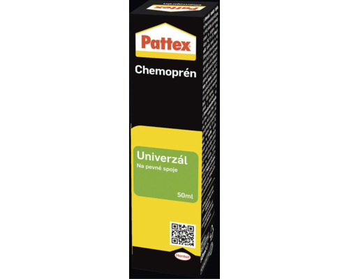 Pattex Chemoprén Univerzál, kontaktné lepidlo na pevné spoje, balenie 50 mililitrov. Henkel Logo.