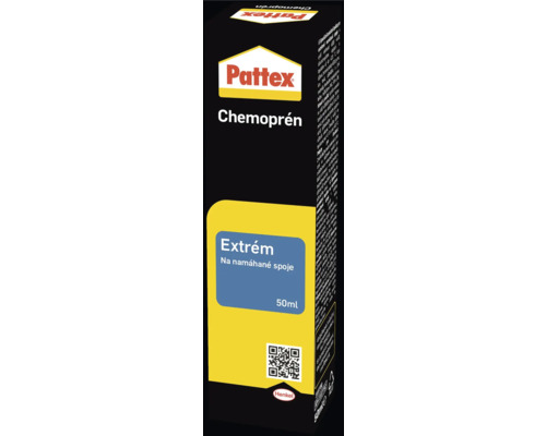 Kontaktné lepidlo Pattex Chemoprén Extrém na namáhané spoje, 50 mililitrov, Pattex Logo, Henkel Logo.