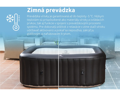 Nafukovacia vírivka na terase, vhodná pre zimnú prevádzku do mínus 5 stupňov Celzia.