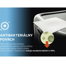 Antibakteriálny povrch vírivky znižuje množenie baktérií o 99 percent podľa normy ISO 22196:2011.