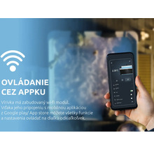 Diaľkové ovládanie vírivky pomocou aplikácie v smartfóne cez Wi-Fi pripojenie na nastavenie teploty a masážnych funkcií.