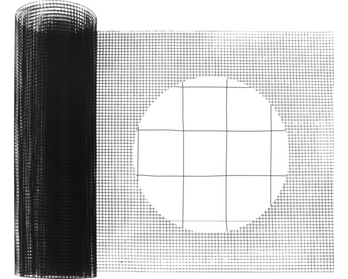 Čierne jemné pletivo v roli s detailným pohľadom na štruktúru mriežky.