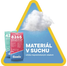 Dva 25 kilogramové vrecia stavebných materiálov Cemix s Cemix Logo vo vodovzdornom obale chrániacom pred dažďom.