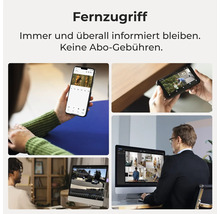 Vzdialený prístup ku kamerovému systému cez smartfón, notebook a monitor bez poplatkov za predplatné.