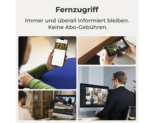 Vzdialený prístup ku kamerovému systému cez smartfón, notebook a monitor bez poplatkov za predplatné.