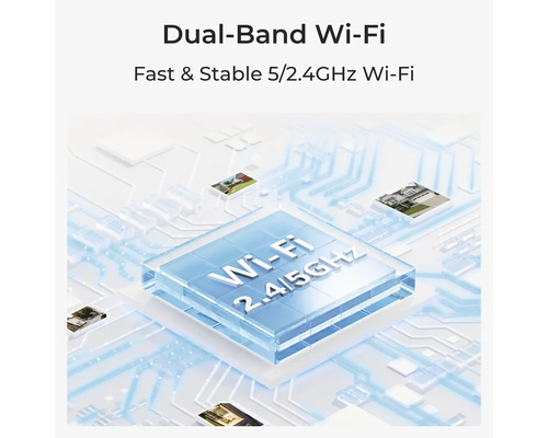 Ilustrácia dvojpásmového Wi-Fi čipu pre pripojenia 2,4 a 5 gigahertzov na plošnom spoji.