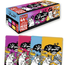Krmivo pre mačky LyoPro meow Mega Pack so 44 kapsičkami rôznych druhov.