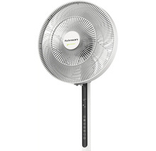 Biely stojanový ventilátor Rohnson Natural Breezer z plastu s digitálnym displejom a dotykovým ovládacím panelom.