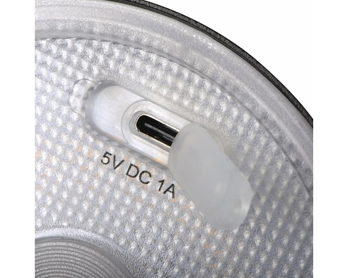 Nabíjací port USB-C so silikónovým ochranným krytom a označením 5 Volt jednosmerný prúd 1 Ampér.