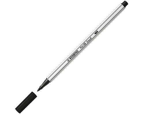 Čierna fixka Stabilo Pen 68 brush s flexibilným štetcovým hrotom na kreslenie a krasopis.