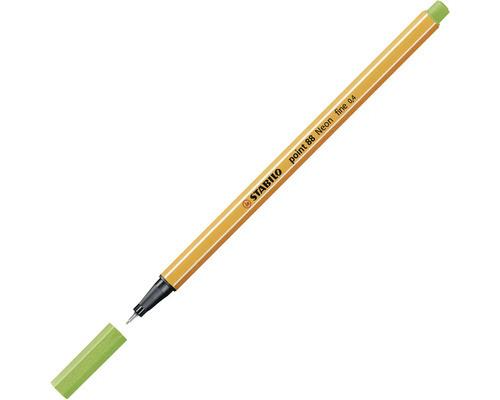 Liner Stabilo point 88 Neon v zelenej farbe s hrúbkou čiary nula celá štyri milimetre.