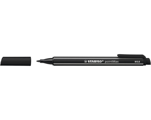 Liner Stabilo pointMax s vrchnákom, šírka stopy M 0,8 milimetra, čierny.