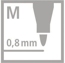 Stredný hrot, šírka čiary 0,8 milimetra.