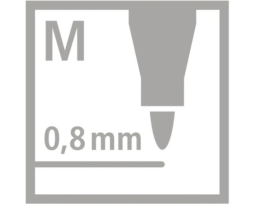 Stredný hrot, šírka čiary 0,8 milimetra.